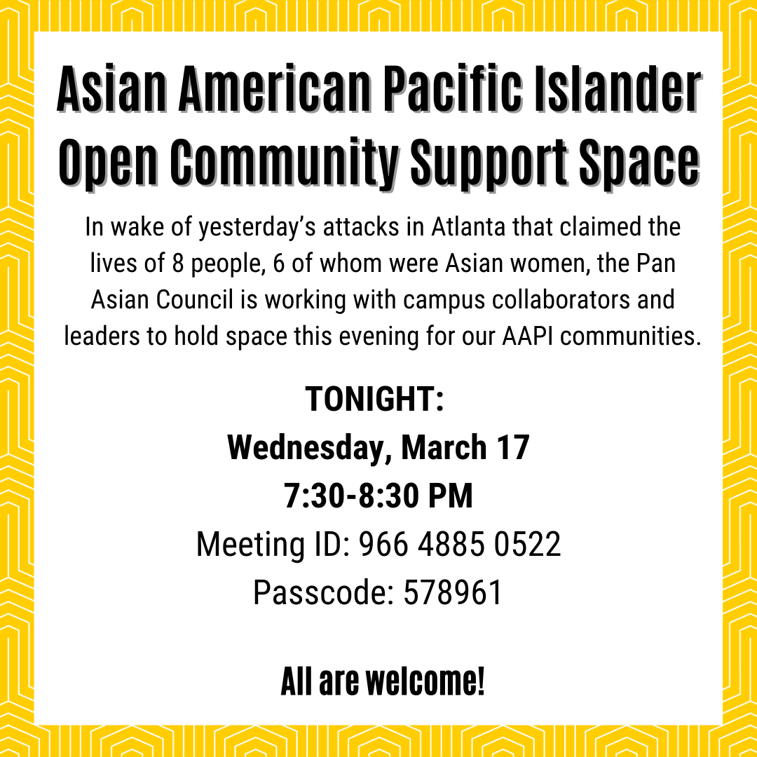 Black text "Asian American Pacific Islander Open Community Support Space" Graphic